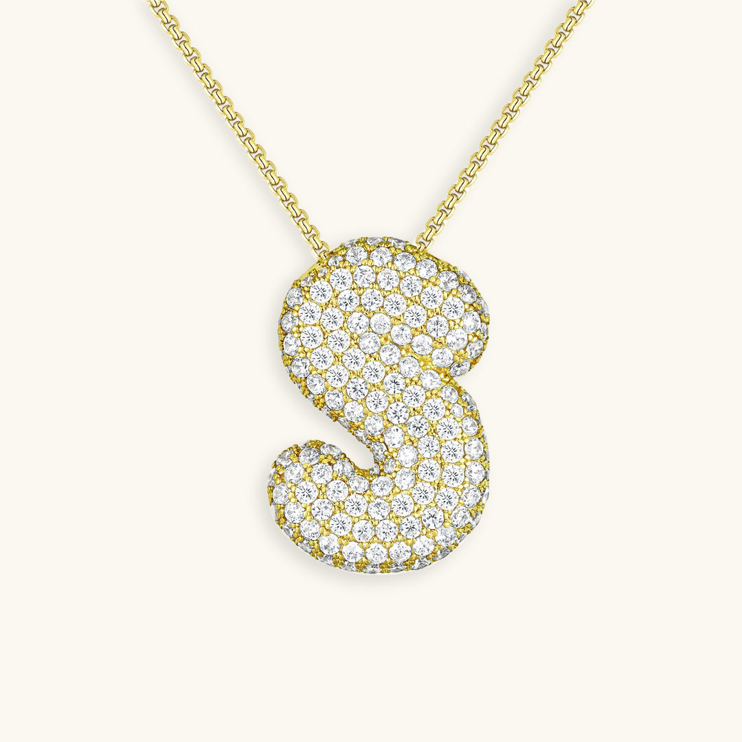 Bubble Initial Diamond Necklace