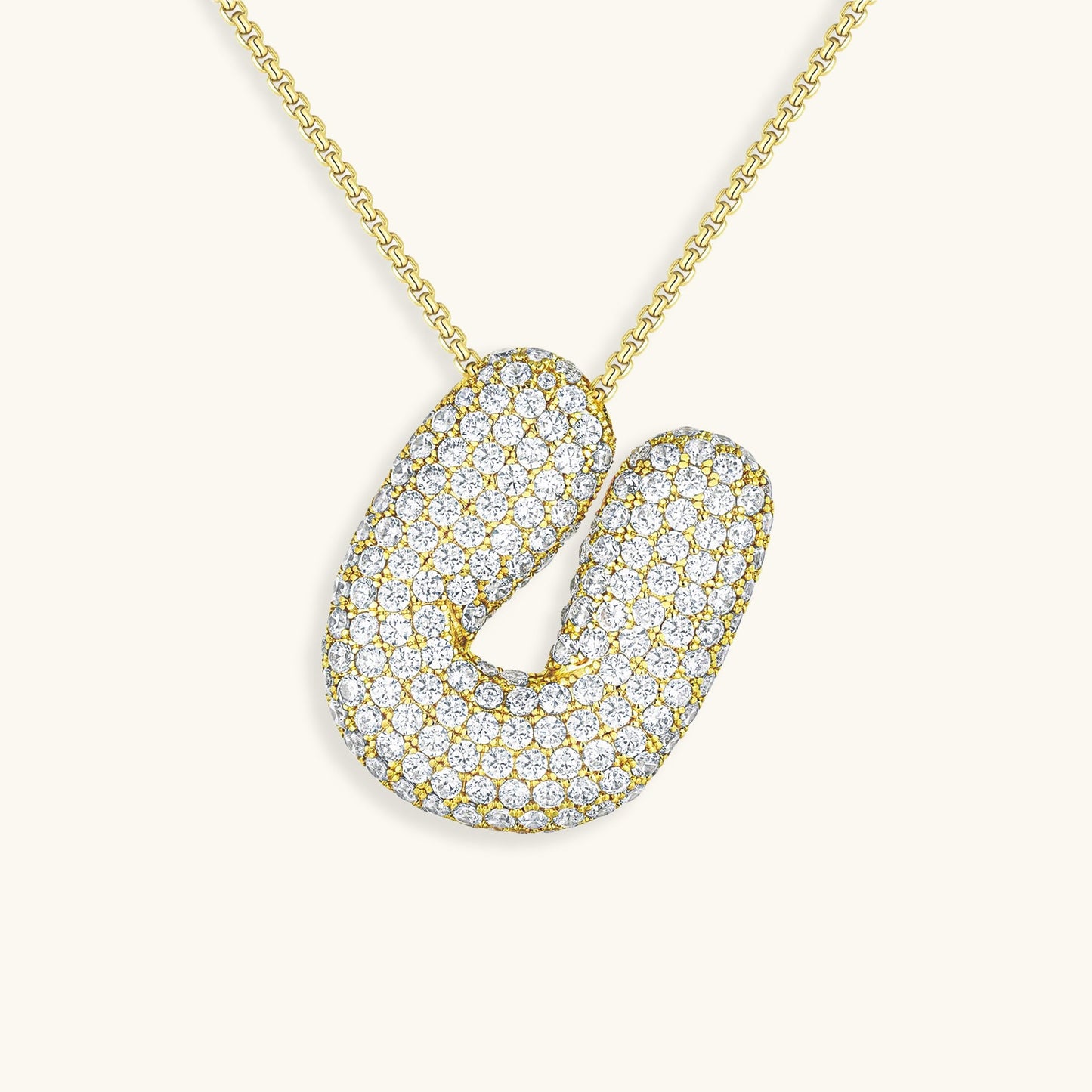 Bubble Initial Diamond Necklace