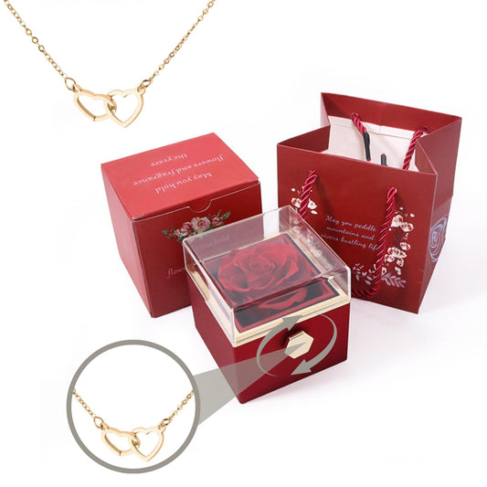 Eternal Rose Box - W/ Engraved Necklace & Simulated Rose