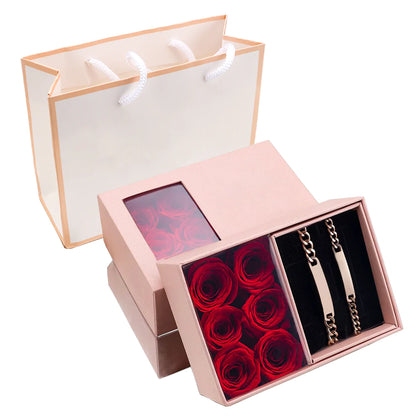 Engraved Bracelet Set - W/ Eternal Rose Box